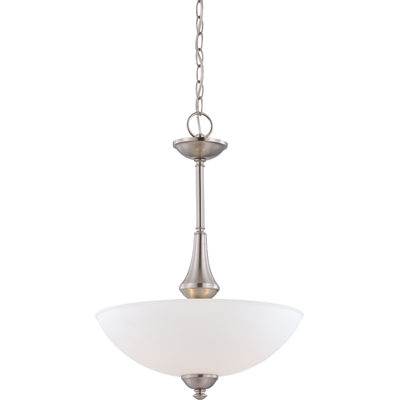 Nuvo Lighting 60/5038  Patton - 3 Light Pendant with Frosted Glass in Brushed Nickel Finish